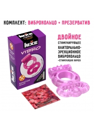 Розовое эрекционное виброкольцо Luxe VIBRO  Бархатный молот  + презерватив - Luxe - в Севастополе купить с доставкой