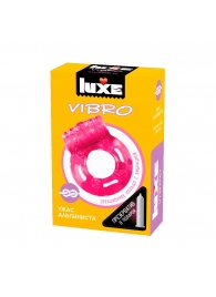 Розовое эрекционное виброкольцо Luxe VIBRO  Ужас Альпиниста  + презерватив - Luxe - в Севастополе купить с доставкой