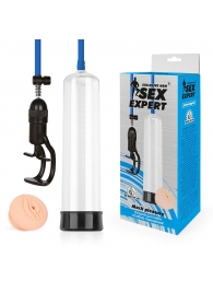 Прозрачная вакуумная помпа Sex Expert с насадкой-вагиной - Sex Expert - в Севастополе купить с доставкой