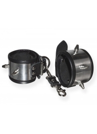 Серебристо-черные наручники с шипами и металлическим блеском - Sitabella - купить с доставкой в Севастополе