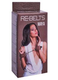 Коричневые кожаные наручники Maya - Rebelts - купить с доставкой в Севастополе