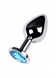 Серебристая конусовидная анальная пробка с голубым кристаллом - 8 см. - ToyFa - купить с доставкой в Севастополе