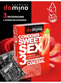Презервативы для орального секса DOMINO Sweet Sex с ароматом клубничного коктейля  - 3 шт. - Domino - купить с доставкой в Севастополе