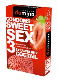 Презервативы для орального секса DOMINO Sweet Sex с ароматом клубничного коктейля  - 3 шт. - Domino - купить с доставкой в Севастополе