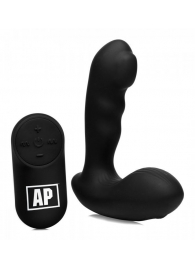 Черный стимулятор простаты Alpha-Pro 7X P-Milker Silicone Prostate Stimulator with Milking Bead - XR Brands - в Севастополе купить с доставкой