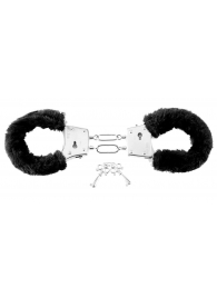 Меховые чёрные наручники Beginner s Furry Cuffs - Pipedream - купить с доставкой в Севастополе