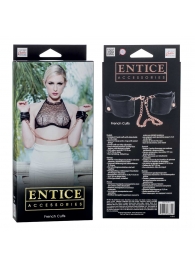 Черные мягкие наручники Entice French Cuffs с цепью - California Exotic Novelties - купить с доставкой в Севастополе