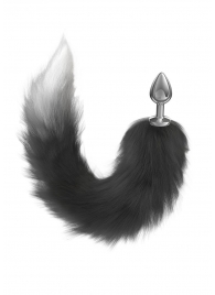 Серебристая анальная пробка с черным хвостом Galaxy - Lola Games - купить с доставкой в Севастополе