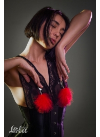 Зажимы на соски с красным пухом Euphoric - Lola Games - купить с доставкой в Севастополе