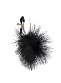 Зажимы на соски с черным пухом Euphoric - Lola Games - купить с доставкой в Севастополе