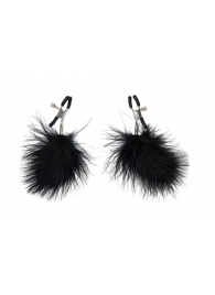 Зажимы на соски с черным пухом Euphoric - Lola Games - купить с доставкой в Севастополе