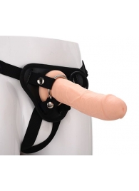 Черные трусики с телесной насадкой STRAP ON REAL DILDO - 21 см. - Dream Toys - купить с доставкой в Севастополе