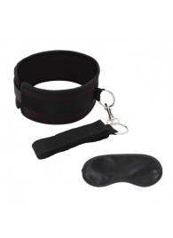 Черный ошейник с длинным поводком Collar and Leash Set - Lux Fetish - купить с доставкой в Севастополе