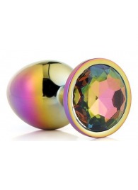 Голографическая анальная втулка с радужным кристаллом - 7,1 см. - Dream Toys - купить с доставкой в Севастополе