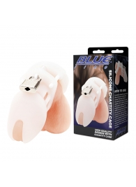 Белая клетка целомудрия Silicone Chastity Cage - BlueLine - купить с доставкой в Севастополе