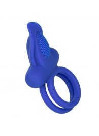 Синее перезаряжаемое эрекционное кольцо Silicone Rechargeable Dual Pleaser Enhancer - California Exotic Novelties - в Севастополе купить с доставкой