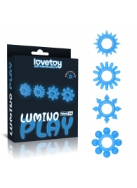 Набор из 4 голубых, светящихся в темноте эрекционных колец Lumino Play - Lovetoy - в Севастополе купить с доставкой