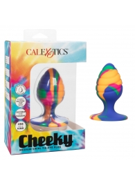 Яркая анальная пробка Cheeky Medium Swirl Tie-Dye Plug - 7,5 см. - California Exotic Novelties