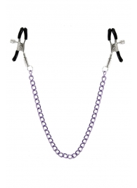 Зажимы для сосков с фиолетовой цепочкой Sweet Caress Nipple Chain - Sweet Caress - купить с доставкой в Севастополе
