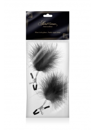 Зажимы на соски с черными пуховыми кисточками Sweet Caress Feather Nipple Clumps - Sweet Caress - купить с доставкой в Севастополе