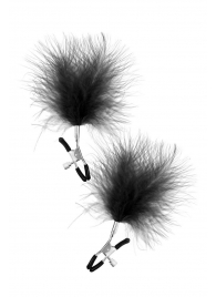 Зажимы на соски с черными пуховыми кисточками Sweet Caress Feather Nipple Clumps - Sweet Caress - купить с доставкой в Севастополе