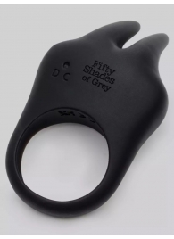 Черное эрекционное виброкольцо Sensation Rechargeable Vibrating Rabbit Love Ring - Fifty Shades of Grey - в Севастополе купить с доставкой