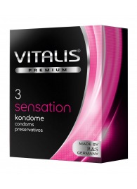 Презервативы с пупырышками и кольцами VITALIS PREMIUM sensation - 3 шт. - Vitalis - купить с доставкой в Севастополе