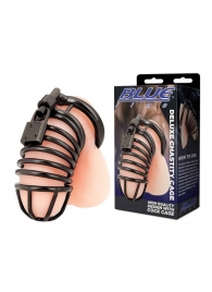 Черная металлическая клетка с замком Deluxe Chastity Cage - BlueLine - купить с доставкой в Севастополе