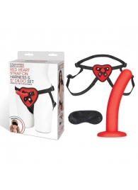 Красный поясной фаллоимитатор Red Heart Strap on Harness   5in Dildo Set - 12,25 см. - Lux Fetish - купить с доставкой в Севастополе