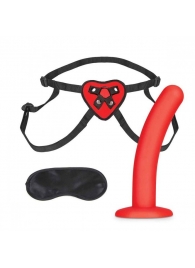 Красный поясной фаллоимитатор Red Heart Strap on Harness   5in Dildo Set - 12,25 см. - Lux Fetish - купить с доставкой в Севастополе