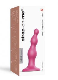 Розовая насадка Strap-On-Me Dildo Plug Beads size S - Strap-on-me - купить с доставкой в Севастополе