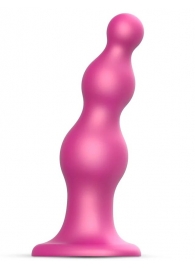 Розовая насадка Strap-On-Me Dildo Plug Beads size S - Strap-on-me - купить с доставкой в Севастополе