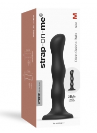 Черная насадка Strap-On-Me Dildo Geisha Balls size M - Strap-on-me - купить с доставкой в Севастополе