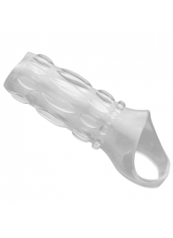 Насадка на пенис с кольцом для мошонки Clear Sensations Enhancer Sex Sleeve - 11,5 см. - XR Brands - в Севастополе купить с доставкой