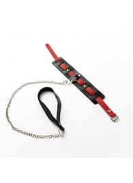 Черный ошейник с красным ремешком и поводком - Crazy Handmade - купить с доставкой в Севастополе