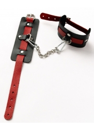 Черные оковы с красным декором и заклепками - Crazy Handmade - купить с доставкой в Севастополе