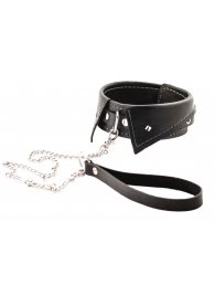 Черный ошейник-воротничок с металлическим поводком - Crazy Handmade - купить с доставкой в Севастополе