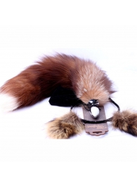 Игровой комплект: серебристая анальная пробка с пушистым хвостом и ободок-ушки - Crazy Handmade - купить с доставкой в Севастополе