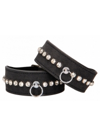 Черные наручники Diamond Studded Wrist Cuffs - Shots Media BV - купить с доставкой в Севастополе