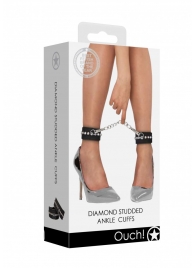 Черные поножи Diamond Studded Ankle Cuffs - Shots Media BV - купить с доставкой в Севастополе