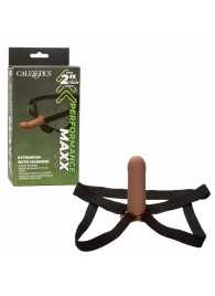 Коричневый фаллопротез из силикона Extension with Harness - 15,75 см. - California Exotic Novelties - купить с доставкой в Севастополе