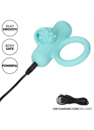 Аквамариновое эрекционное виброкольцо Silicone Rechargeable Nubby Lover’s Delight - California Exotic Novelties - в Севастополе купить с доставкой