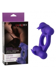 Фиолетовое эрекционное виброкольцо с двумя моторами Silicone Rechargeable Triple Orgasm Enhancer - California Exotic Novelties - в Севастополе купить с доставкой