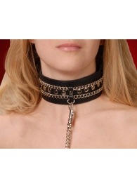 Чёрный ошейник с цепочками и поводком - Sitabella - купить с доставкой в Севастополе