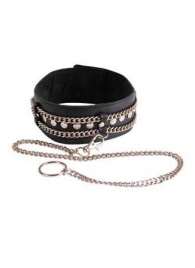 Чёрный ошейник с цепочками и поводком - Sitabella - купить с доставкой в Севастополе