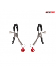 Серебристые зажимы на соски с шариками - Notabu - купить с доставкой в Севастополе