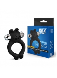 Черное силиконовое эрекционное виброкольцо Sex Expert - Sex Expert - в Севастополе купить с доставкой