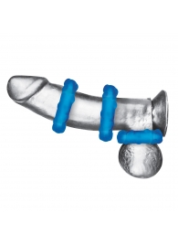 Комплект из трех голубых эрекционных колец 3-Pack Ribbed Rider Cock Ring Set - BlueLine - в Севастополе купить с доставкой