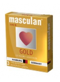 Презервативы Masculan Ultra Gold с золотым напылением и ароматом ванили - 3 шт. - Masculan - купить с доставкой в Севастополе