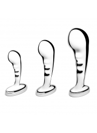 Набор из 3 стальных стимуляторов простаты Stainless Steel P-spot Training Set - b-Vibe - в Севастополе купить с доставкой